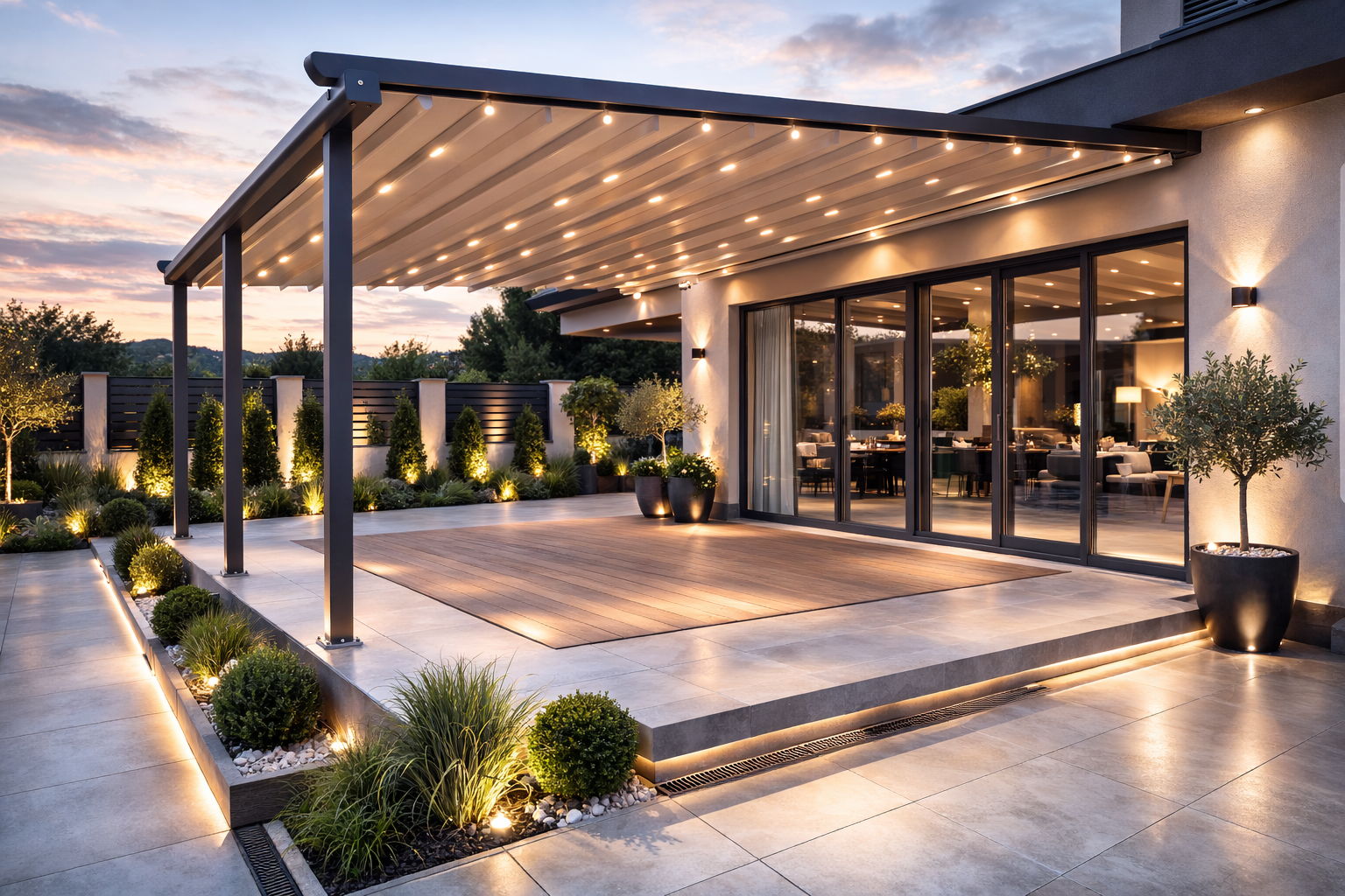 LUXARA pergola nocu sa osvetljenjem